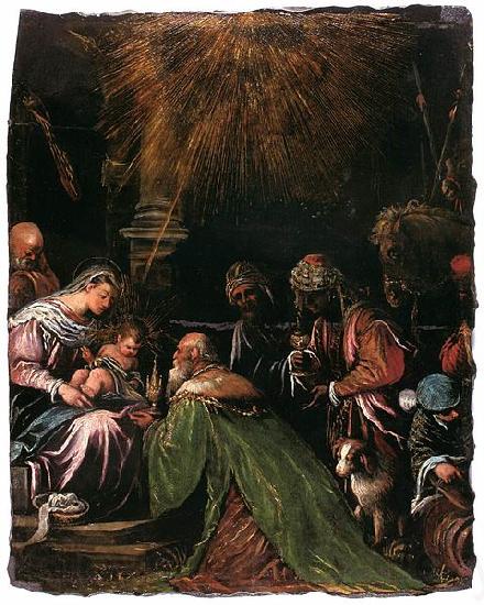 Follower of Jacopo da Ponte The Adoration of the Magi France oil painting art